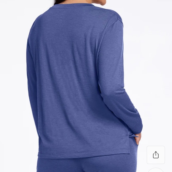 Woolx Ashlie Lounge Long Sleeve Top Merino Wool Blue Size Large - Picture 2 of 9